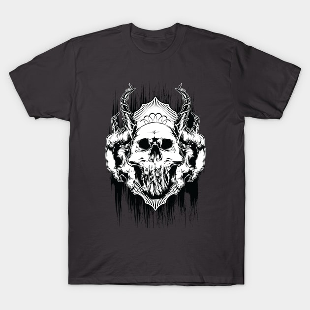 Horned Skull with Crown Halloween Graphic T-Shirt by extrinsiceye